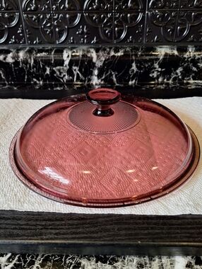 Visions Cranberry 5L Purple Glass Pot Lid, Corningware Pyrex Replacement Lid XL